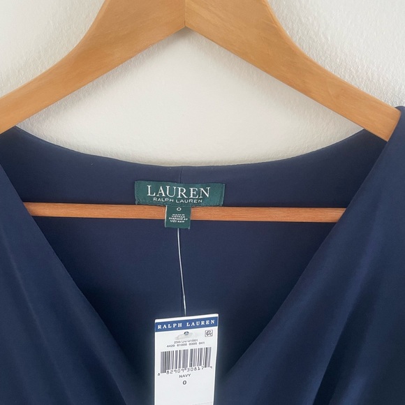 Lauren Ralph Lauren Navy Flutter Sleeve Ruched Dress | Size 0 | New With Tags - Picture 4 of 9